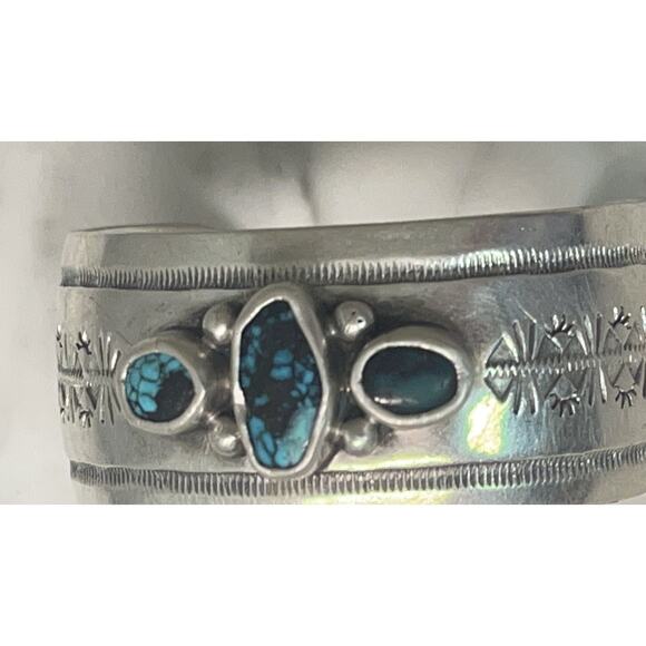 NATIVE AMERICAN STERLING SILVER NAVAJO CUFF BRACELET SIGNED WILSON PADILLA - Picture 14 of 16